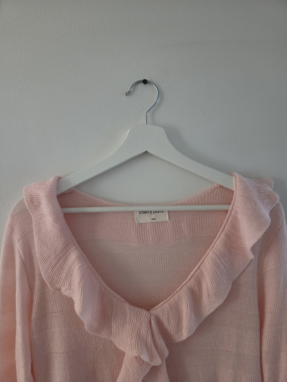 Soft Pink Ruffle Knit Cardigan - Picture 8 of 11